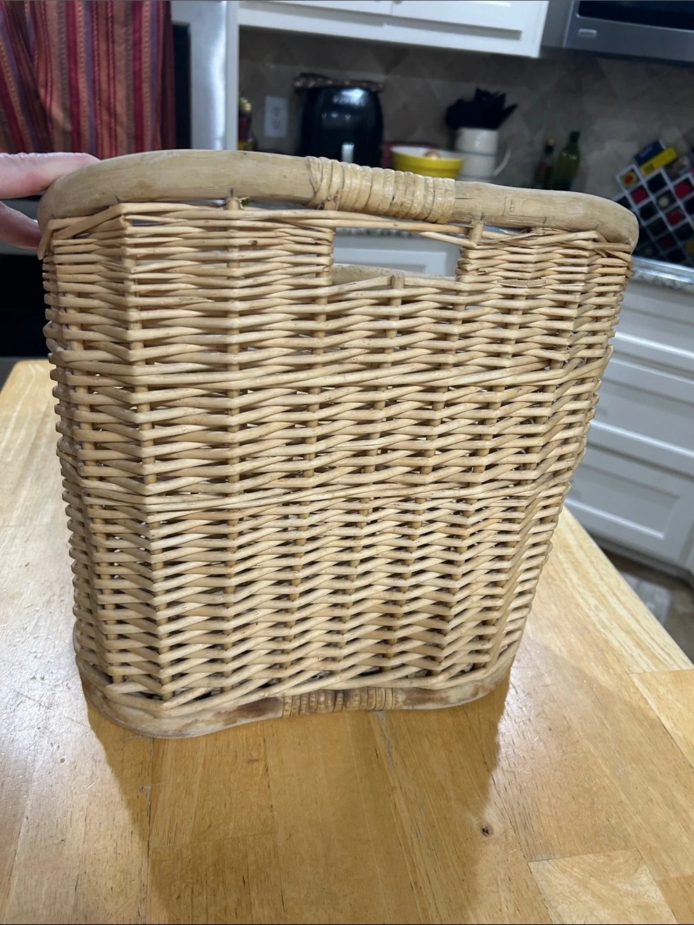 Woven Rattan Storage Basket in Natural Tan
